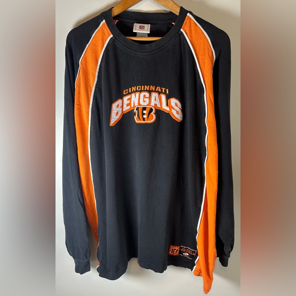 Cincinnati Bengals Shirt Mens XL Faded Black Long Sleeve Pullover NFL Football